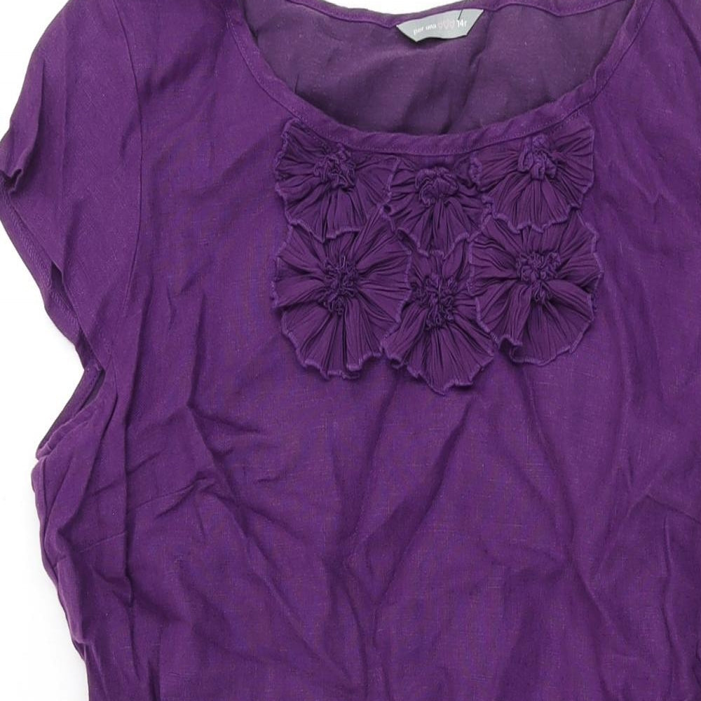 Per Una Womens Purple Linen Shift Size 14 Round Neck Zip