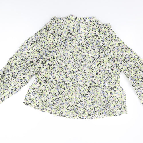 Mint Velvet Womens Multicoloured Floral Lyocell Basic T-Shirt Size L V-Neck