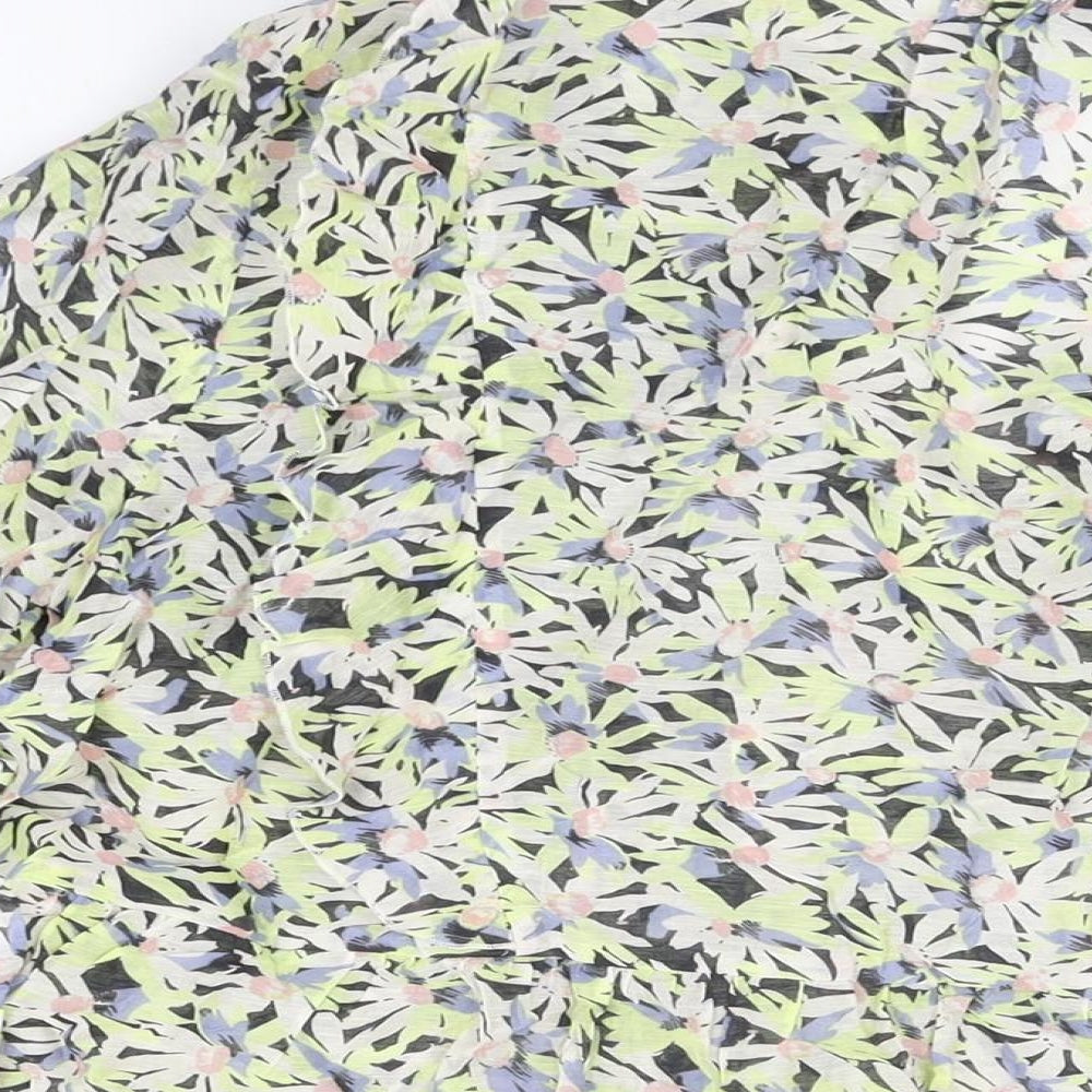 Mint Velvet Womens Multicoloured Floral Lyocell Basic T-Shirt Size L V-Neck