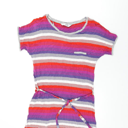 Autograph Womens Multicoloured Striped Viscose Basic T-Shirt Size 12 Round Neck