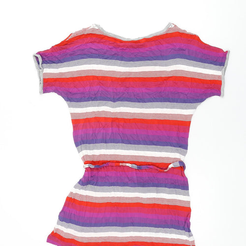 Autograph Womens Multicoloured Striped Viscose Basic T-Shirt Size 12 Round Neck