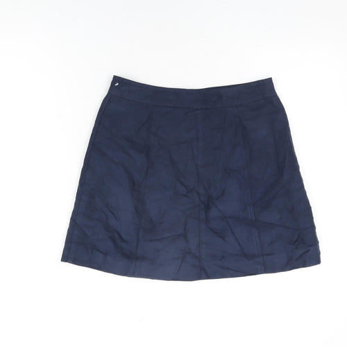 H&M Womens Blue Polyester Mini Skirt Size 8 Snap - Suede