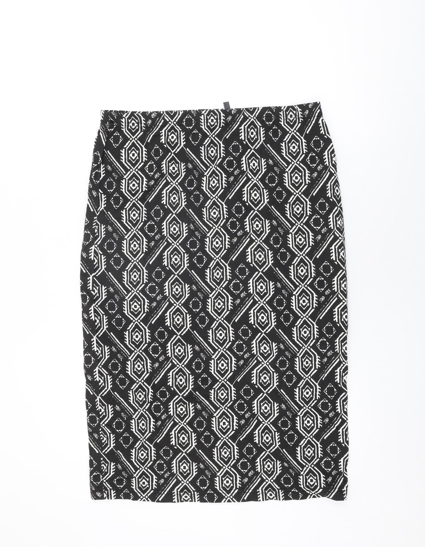 Label Be Womens Black Geometric Cotton Straight & Pencil Skirt Size 16