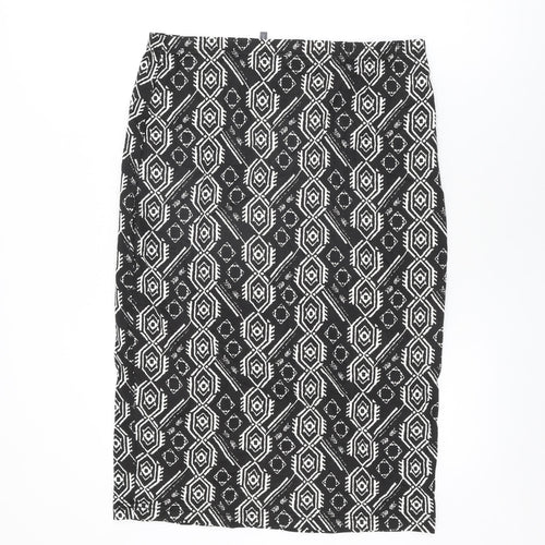 Label Be Womens Black Geometric Cotton Straight & Pencil Skirt Size 16