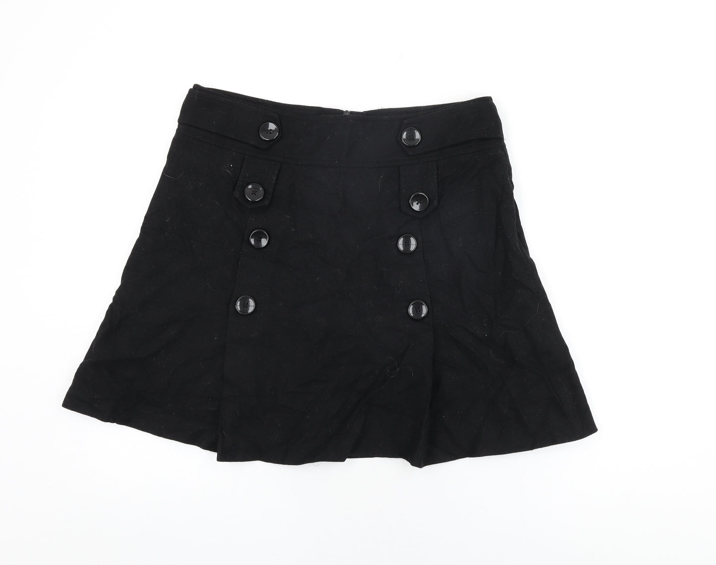 Oasis Womens Black Wool Mini Skirt Size 16 Zip