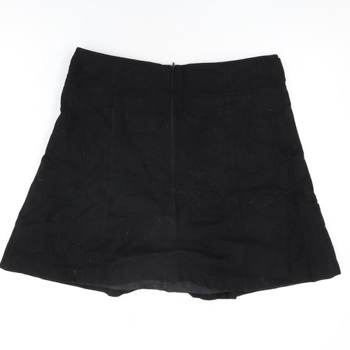 Oasis Womens Black Wool Mini Skirt Size 16 Zip