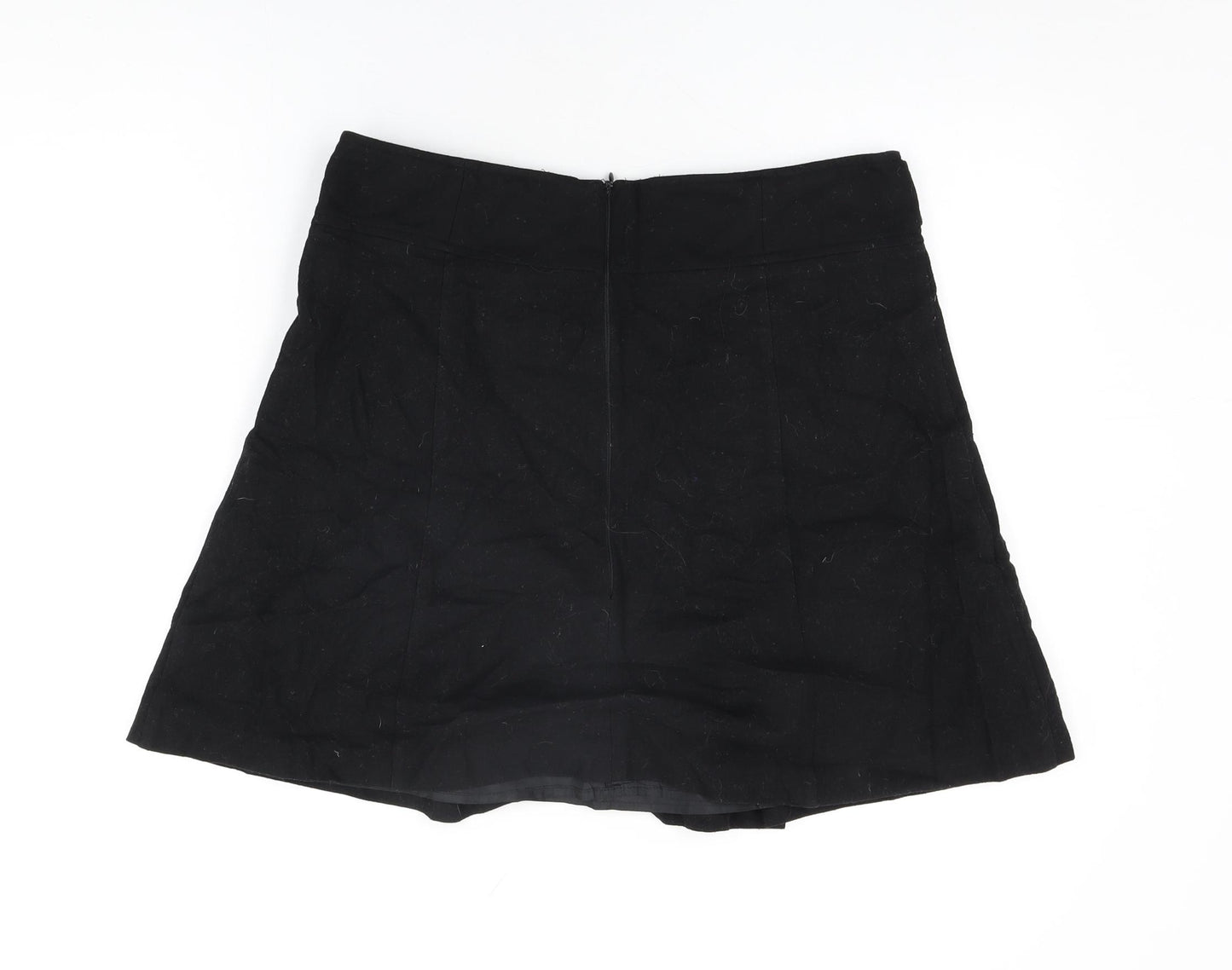 Oasis Womens Black Wool Mini Skirt Size 16 Zip