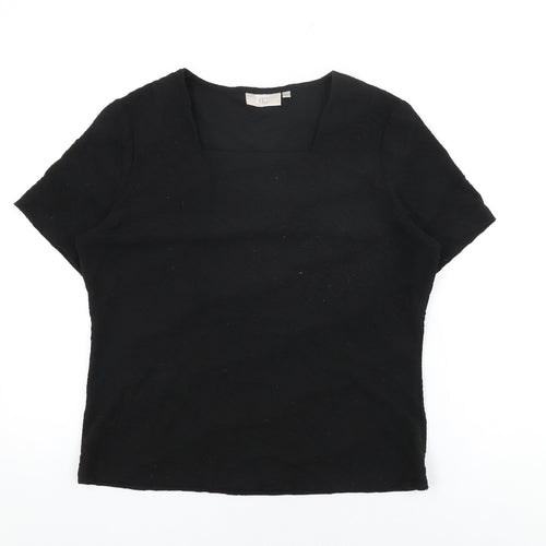 CC Womens Black Polyester Basic T-Shirt Size M Square Neck