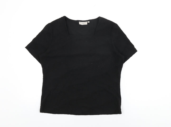 CC Womens Black Polyester Basic T-Shirt Size M Square Neck