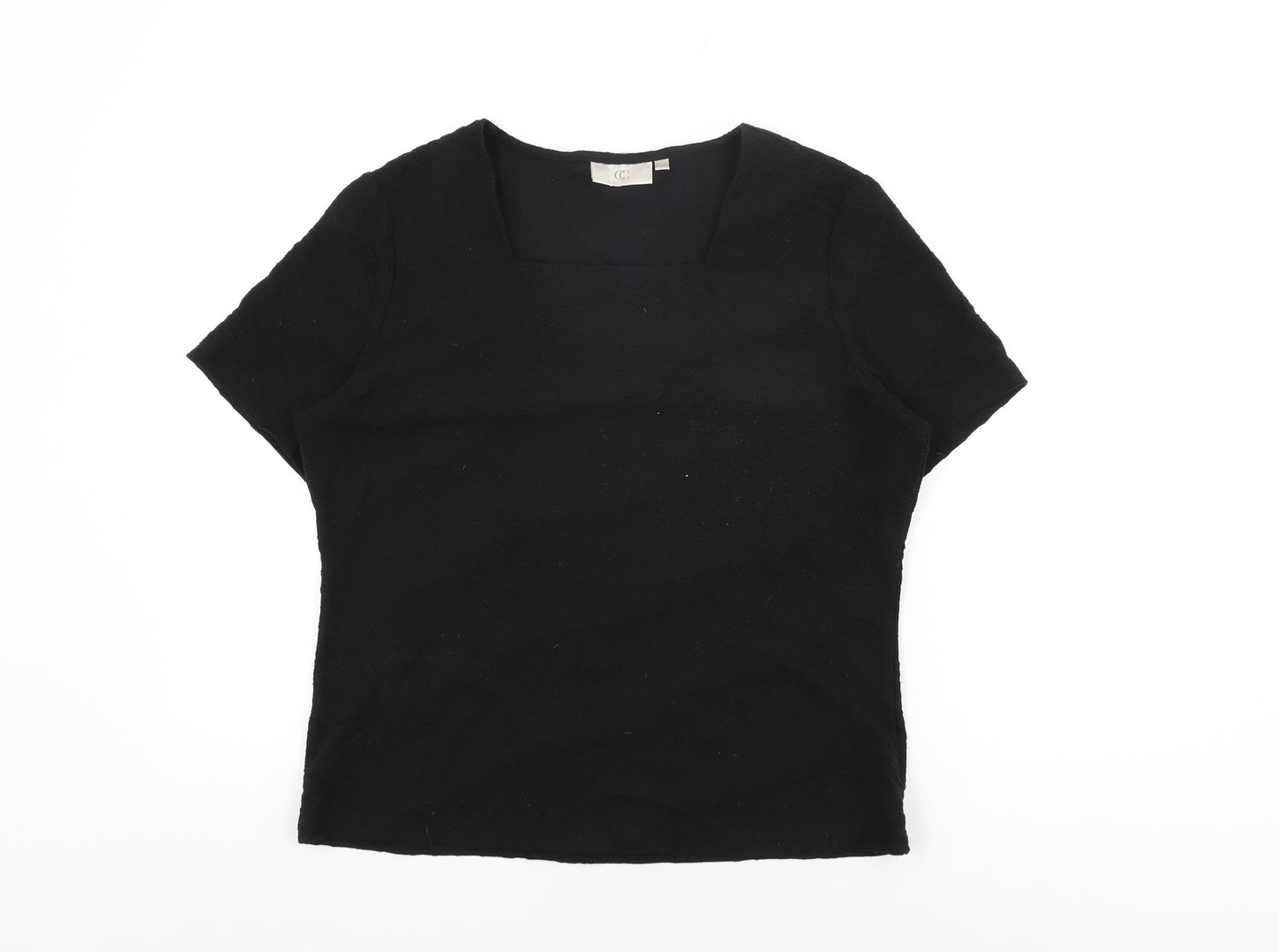 CC Womens Black Polyester Basic T-Shirt Size M Square Neck