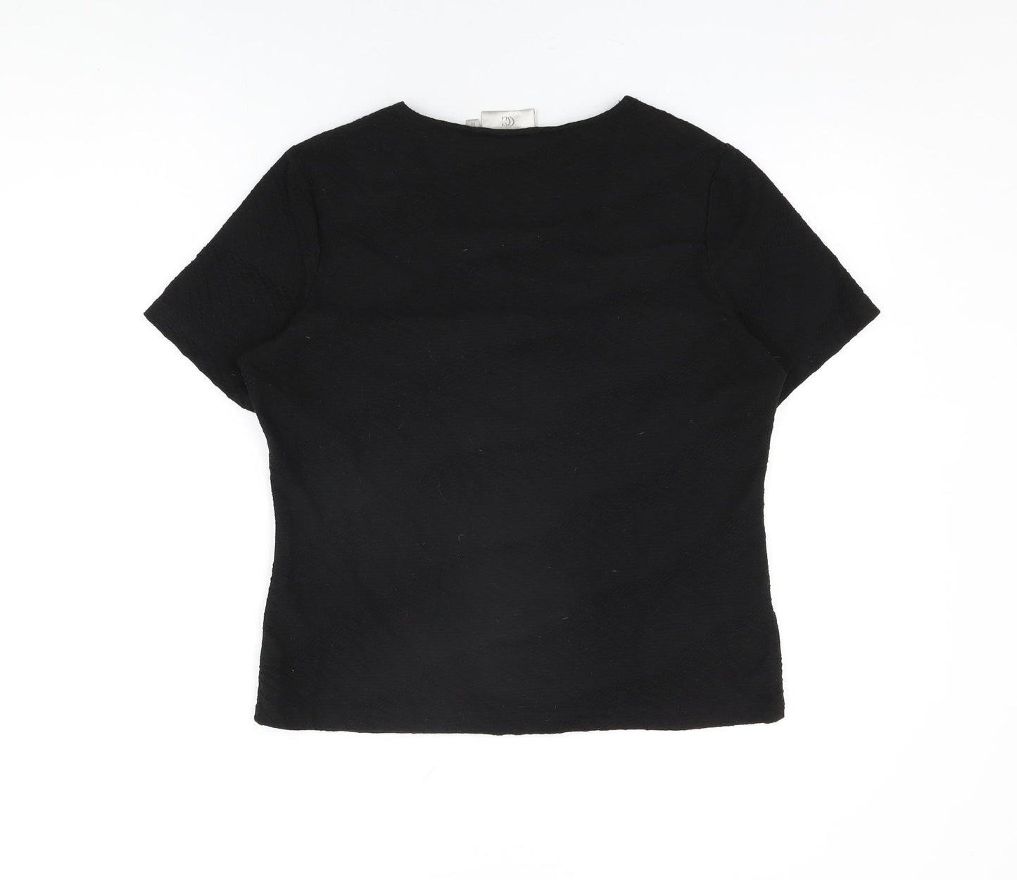 CC Womens Black Polyester Basic T-Shirt Size M Square Neck