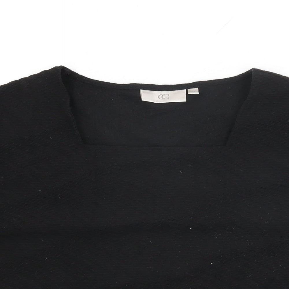 CC Womens Black Polyester Basic T-Shirt Size M Square Neck