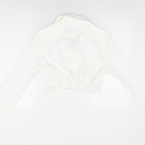 Zara Womens White Polyester Cropped T-Shirt Size M Collared