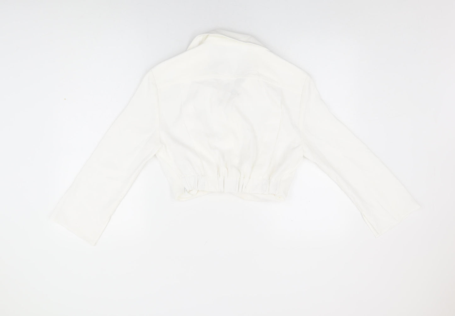 Zara Womens White Polyester Cropped T-Shirt Size M Collared