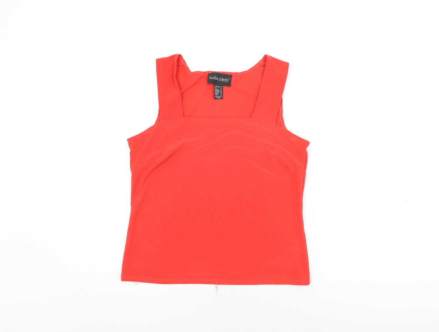Frank Lyman Womens Red Polyester Basic T-Shirt Size 12 Square Neck