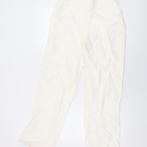 Kaliko Womens White Linen Trousers Size 8 L30 in Regular Zip