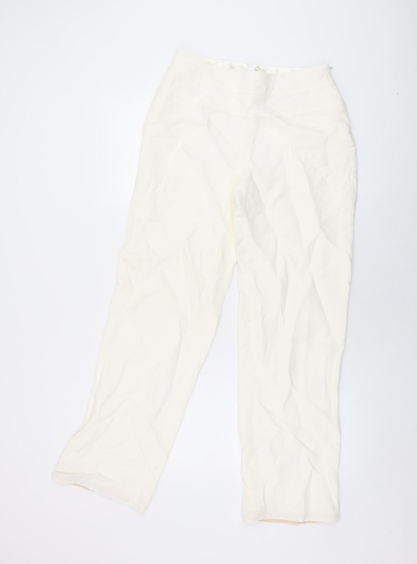 Kaliko Womens White Linen Trousers Size 8 L30 in Regular Zip