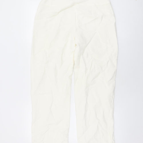 Kaliko Womens White Linen Trousers Size 8 L30 in Regular Zip