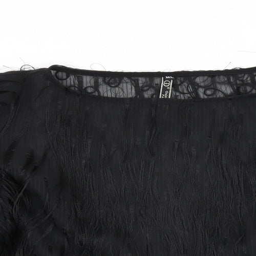Golden Days Womens Black Polyester Basic Blouse Size M Round Neck - Tassles
