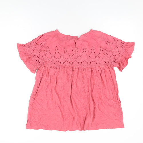 JACHS Girlfriend Womens Pink Cotton Basic T-Shirt Size M Round Neck