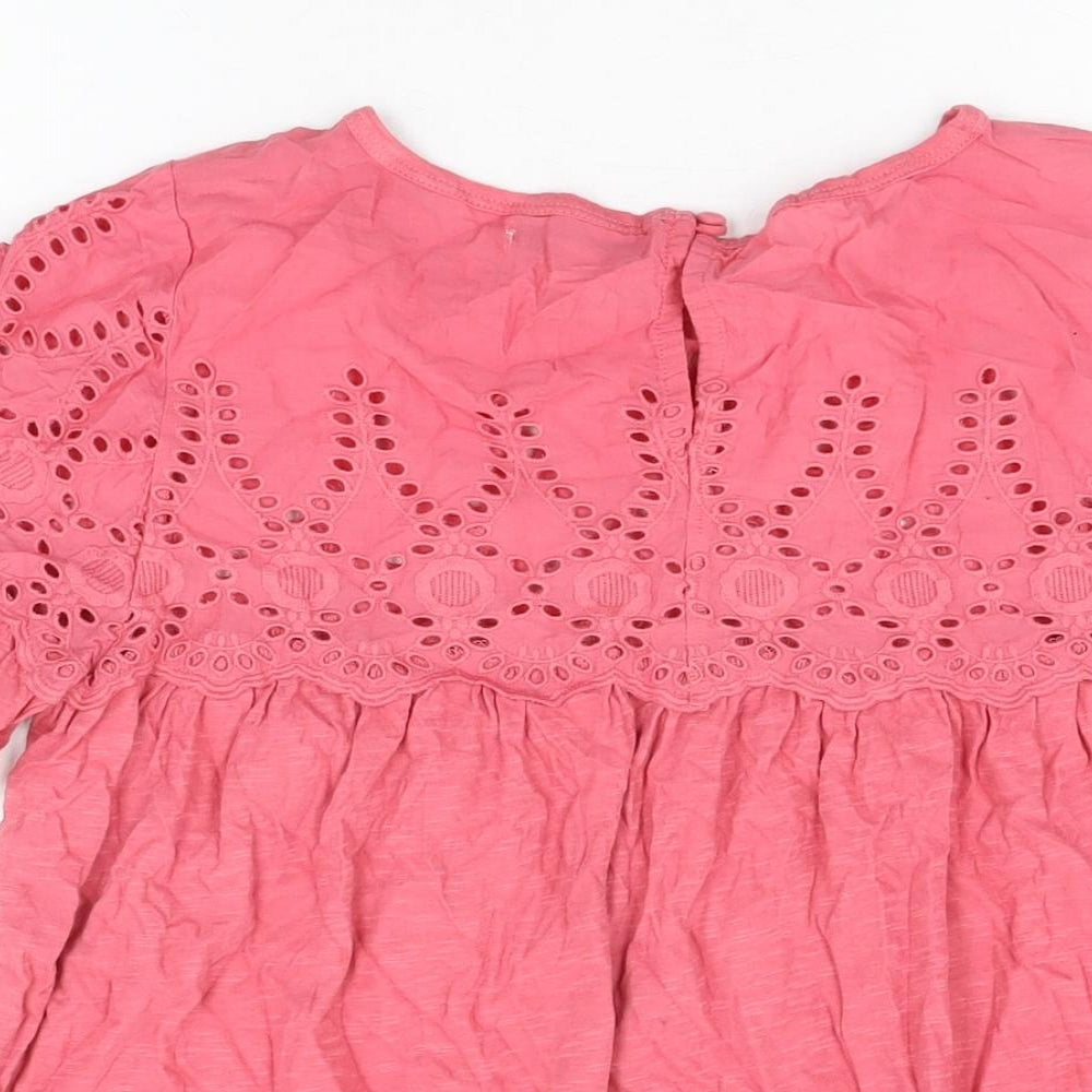 JACHS Girlfriend Womens Pink Cotton Basic T-Shirt Size M Round Neck