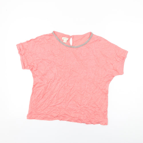 Monsoon Womens Pink Polyester Basic T-Shirt Size 14 Round Neck