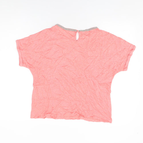 Monsoon Womens Pink Polyester Basic T-Shirt Size 14 Round Neck