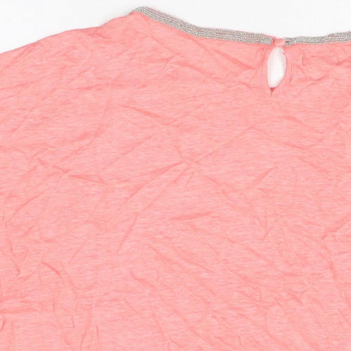 Monsoon Womens Pink Polyester Basic T-Shirt Size 14 Round Neck