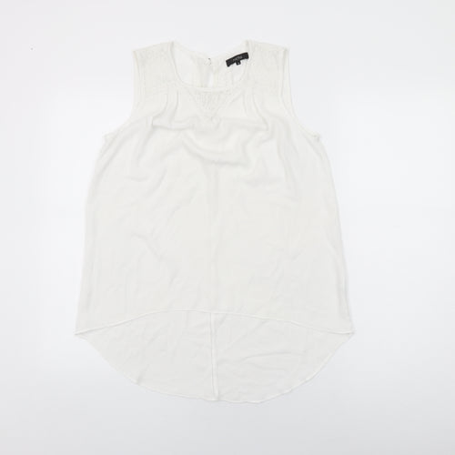 Nichii Womens White Polyester Basic T-Shirt Size M Round Neck - Lace Detail