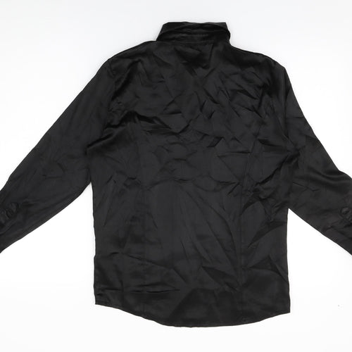 Delie Womens Black Polyester Basic Button-Up Size L Collared