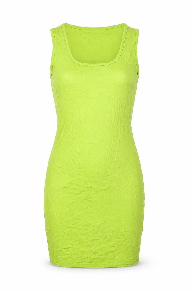 Front view of Boohoo women’s green viscose bodycon, size UK 6, square neck pullover