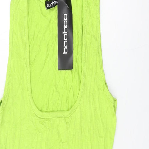 Boohoo Womens Green Viscose Bodycon Size 6 Square Neck Pullover