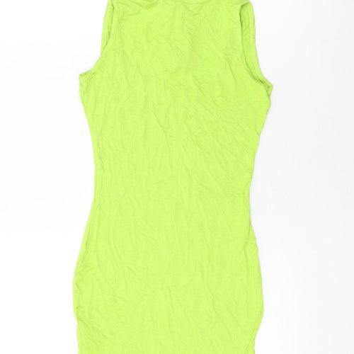 Boohoo Womens Green Viscose Bodycon Size 8 Square Neck Pullover