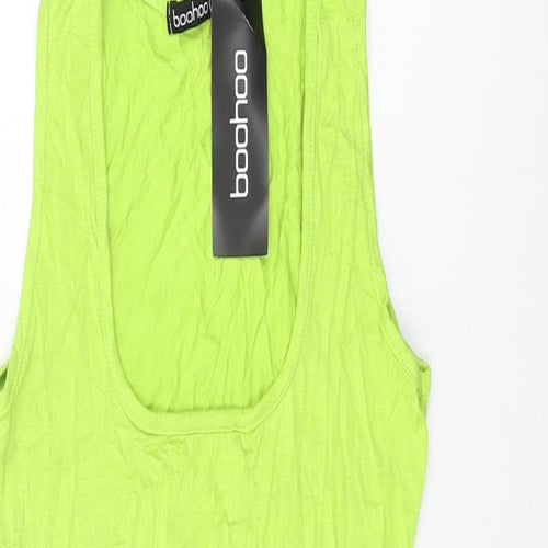 Boohoo Womens Green Viscose Bodycon Size 8 Square Neck Pullover