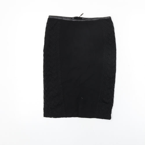 Zara Womens Black Polyester Straight & Pencil Skirt Size M Zip