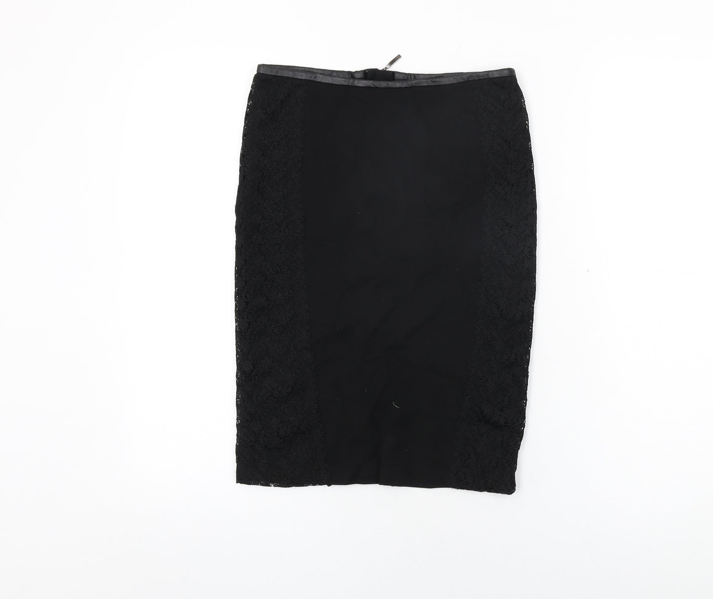 Zara Womens Black Polyester Straight & Pencil Skirt Size M Zip