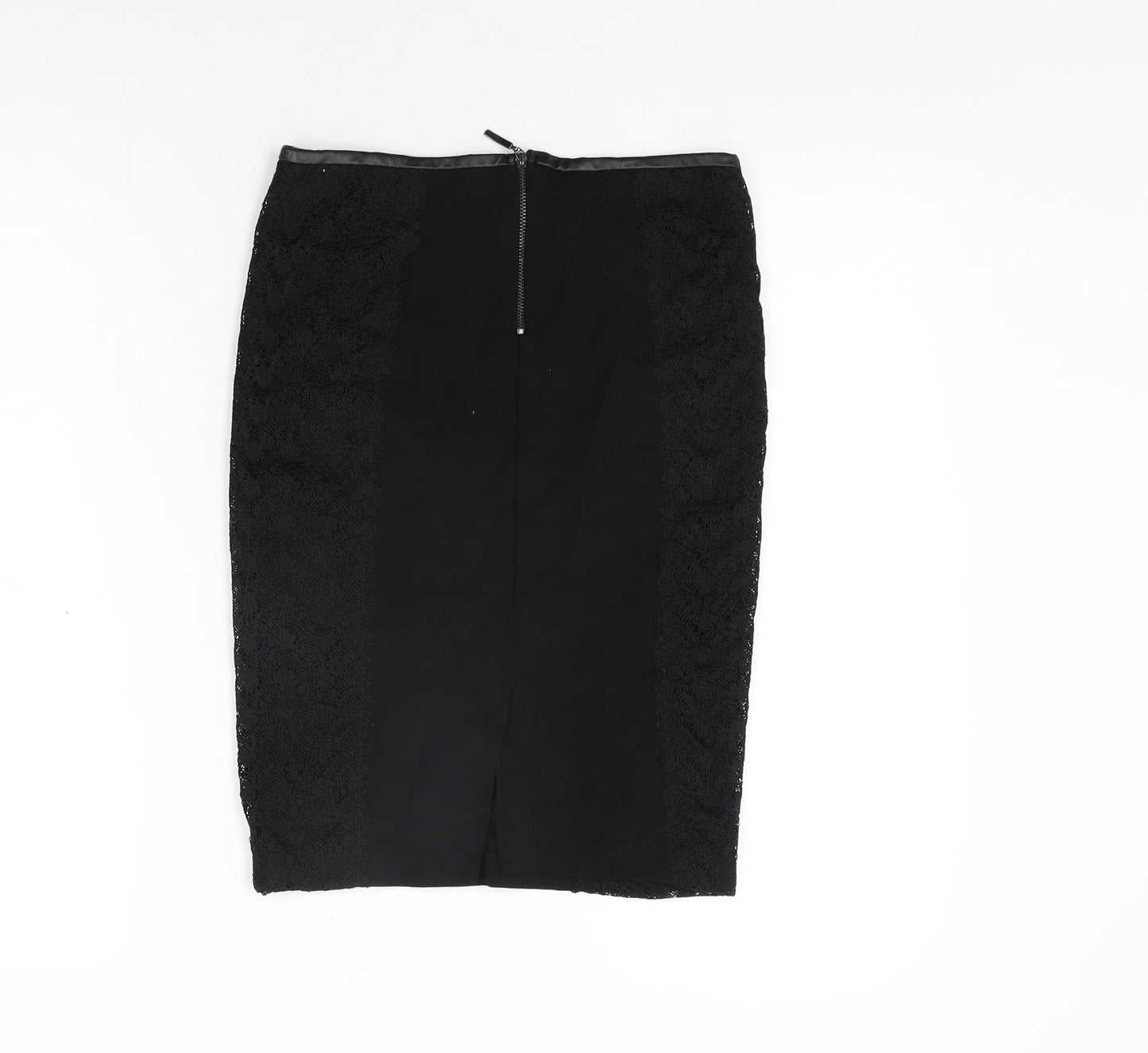 Zara Womens Black Polyester Straight & Pencil Skirt Size M Zip