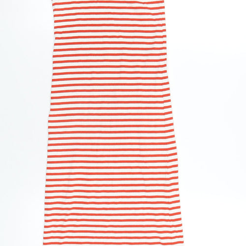 H&M Womens Red Striped Cotton Tank Dress Size S Scoop Neck Pullover