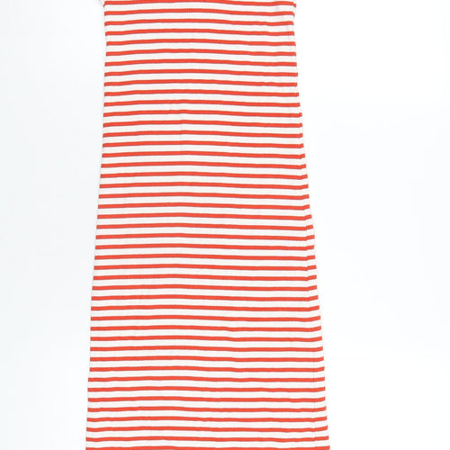 H&M Womens Red Striped Cotton Tank Dress Size S Scoop Neck Pullover