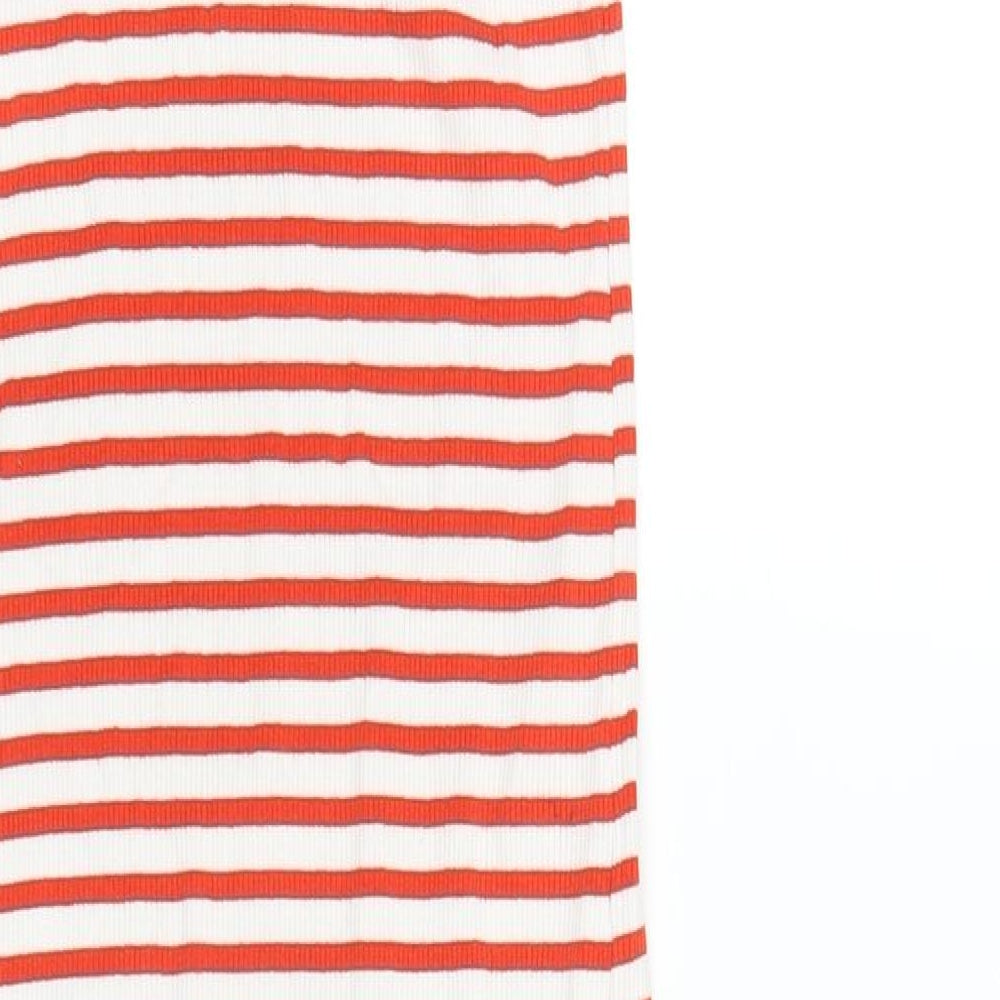 H&M Womens Red Striped Cotton Tank Dress Size S Scoop Neck Pullover