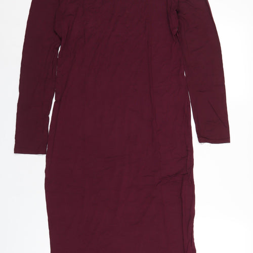 Topshop Womens Purple Viscose T-Shirt Dress Size 16 Round Neck Pullover