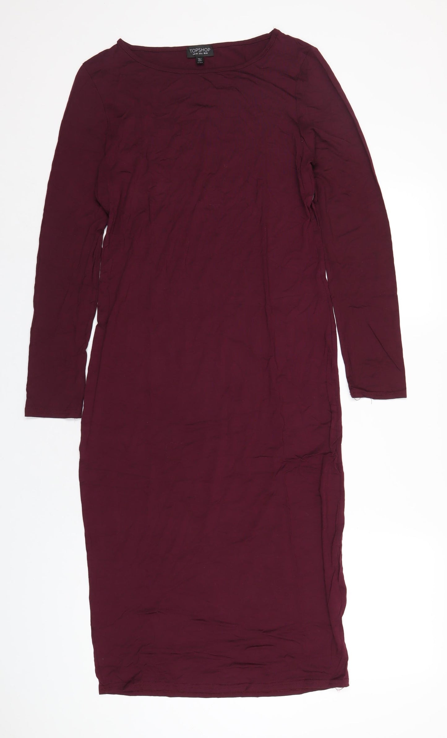 Topshop Womens Purple Viscose T-Shirt Dress Size 16 Round Neck Pullover