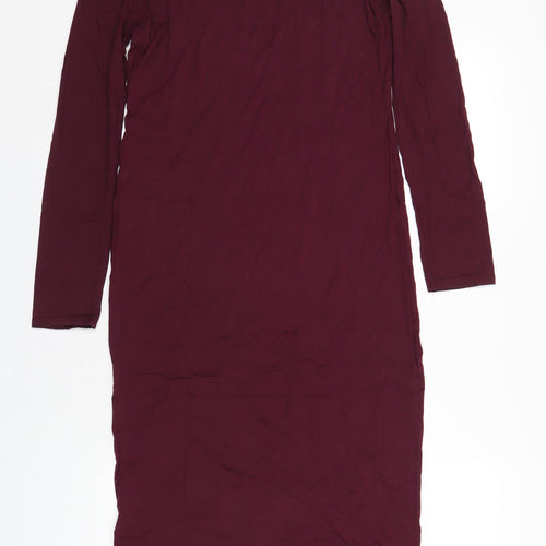 Topshop Womens Purple Viscose T-Shirt Dress Size 16 Round Neck Pullover