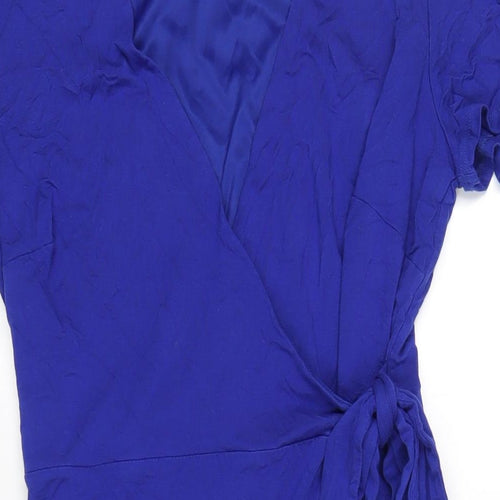 Phase Eight Womens Blue Viscose Wrap Dress Size 12 V-Neck Tie