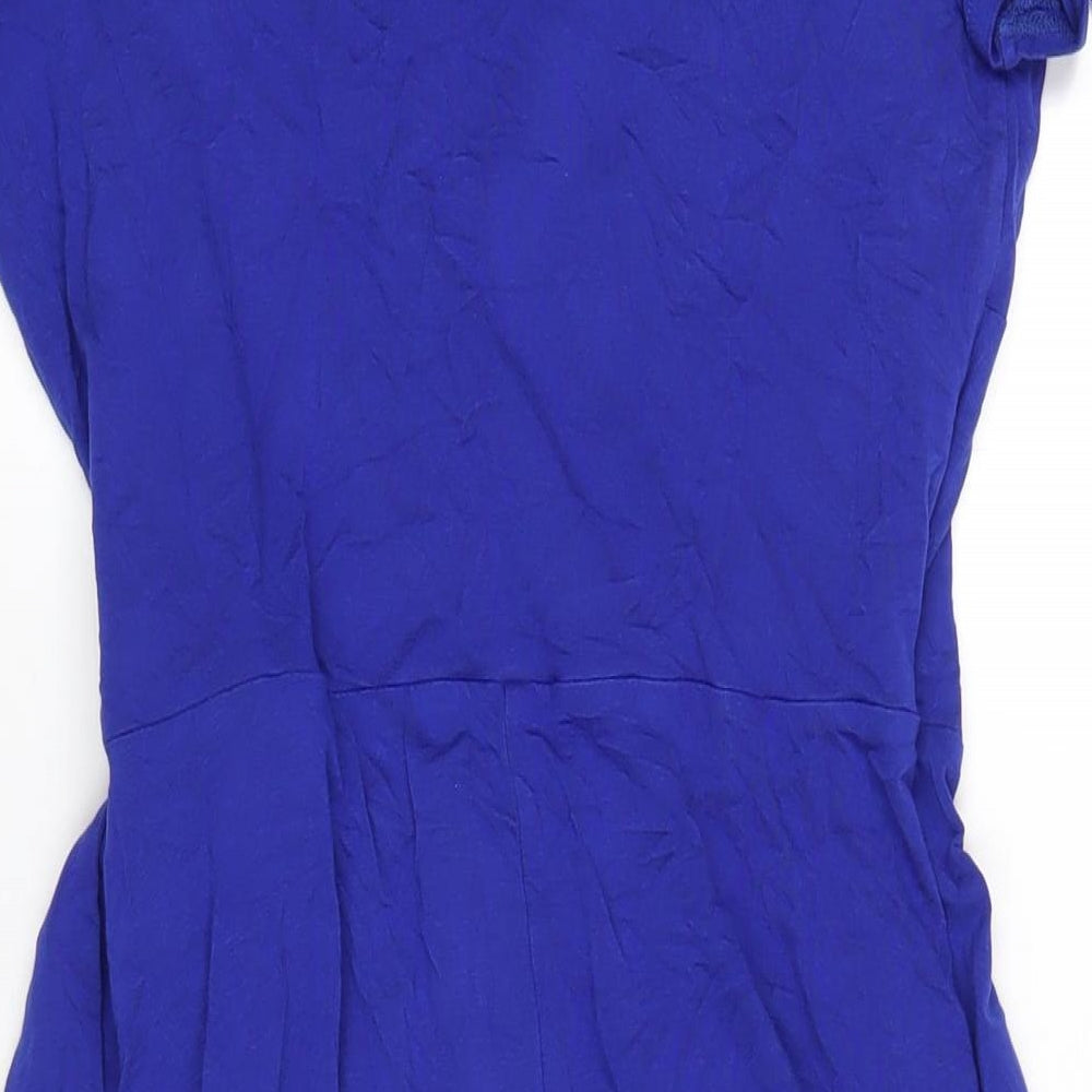 Phase Eight Womens Blue Viscose Wrap Dress Size 12 V-Neck Tie