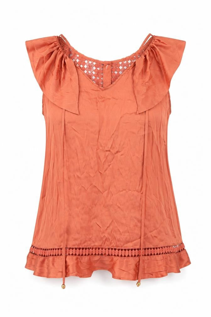 Per Una Womens Orange Polyester Basic T-Shirt Size 10 V-Neck