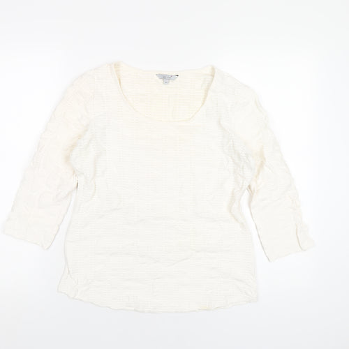Per Una Womens Ivory Polyester Basic T-Shirt Size 12 Scoop Neck