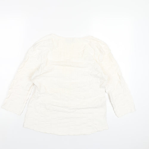 Per Una Womens Ivory Polyester Basic T-Shirt Size 12 Scoop Neck