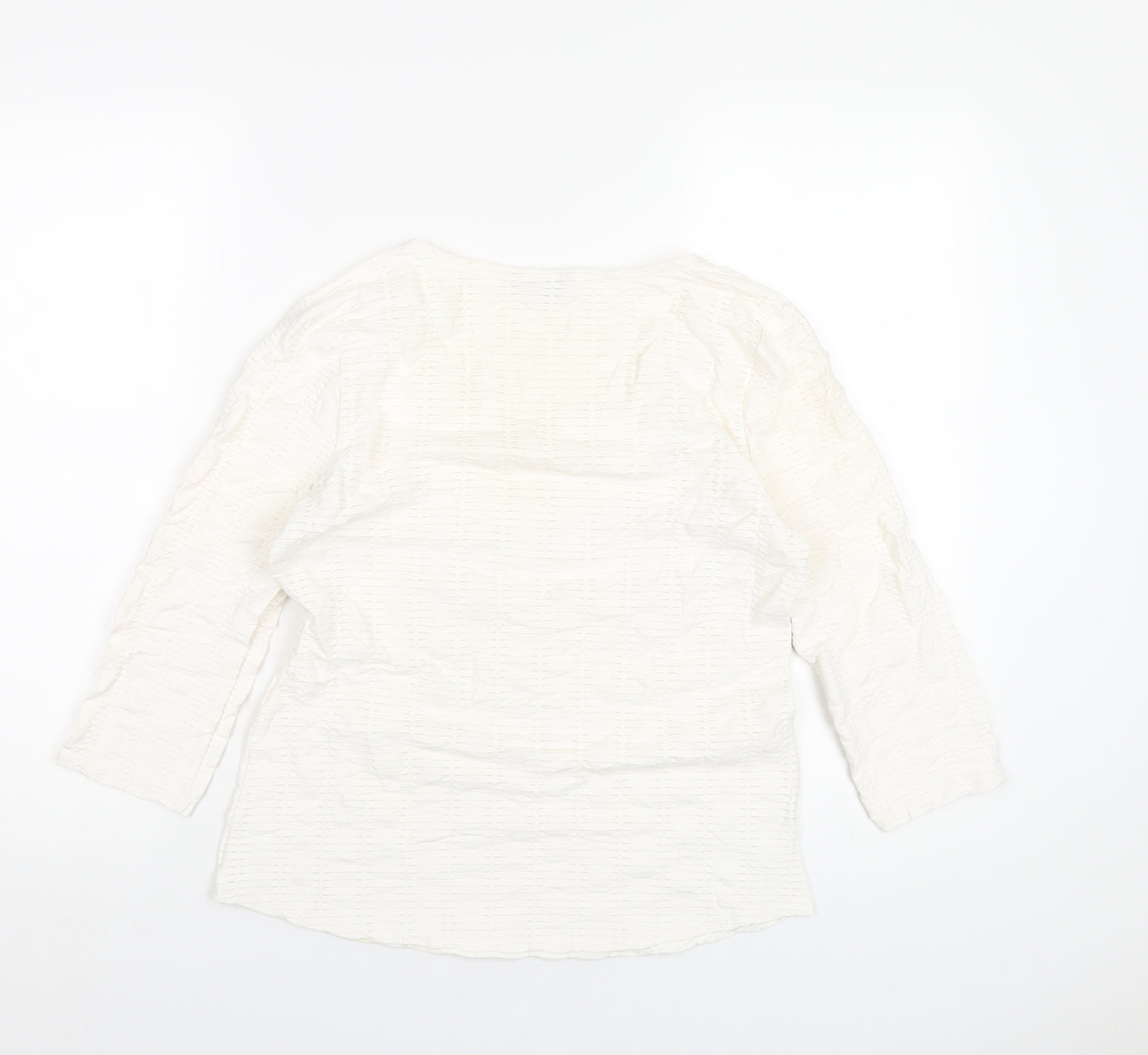 Per Una Womens Ivory Polyester Basic T-Shirt Size 12 Scoop Neck