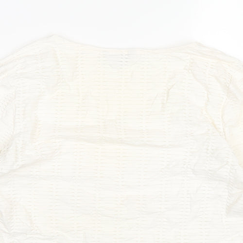 Per Una Womens Ivory Polyester Basic T-Shirt Size 12 Scoop Neck